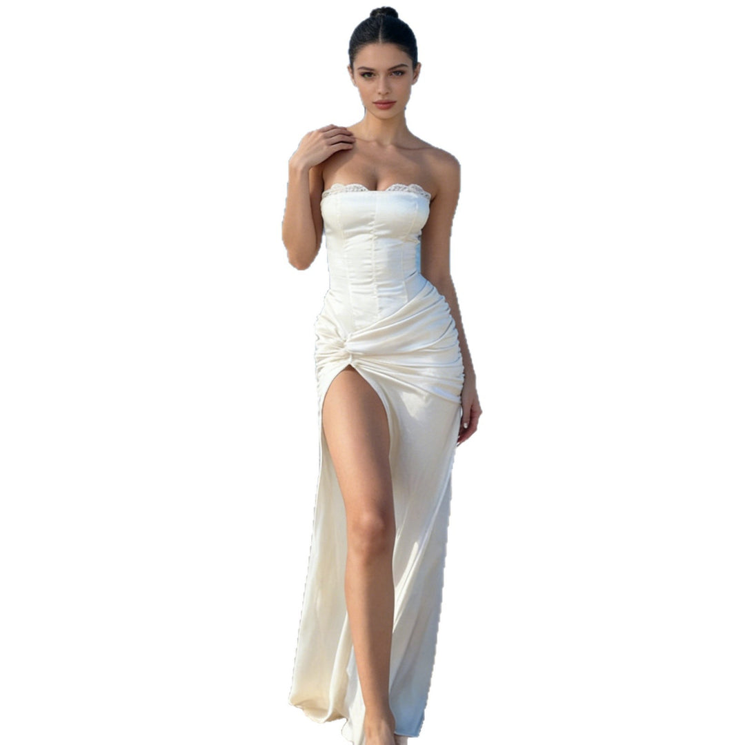 Damen Elegantes langes Abendkleid mit raffiniertem Drapierungsdesign R&B