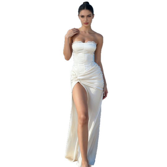 Damen Elegantes langes Abendkleid mit raffiniertem Drapierungsdesign R&B