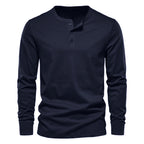 Herren Langarmshirt mit Knopfleiste und modischem Schnitt R&B