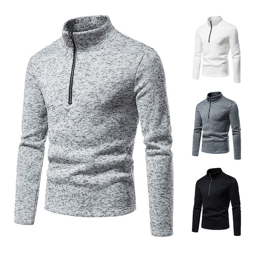 Herren Strickpullover mit modernem Zipper und hohen Kragen R&B