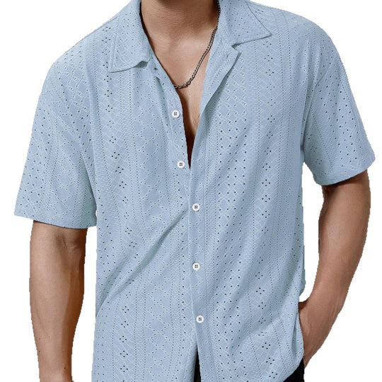 Herren Kurzarmhemd mit strukturiertem Design und atmungsaktivem Material R&B
