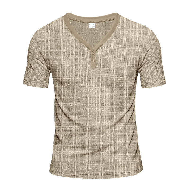 Herren Kurzarm Henley-Shirt mit strukturiertem Design und praktischen Knopfdetails R&B