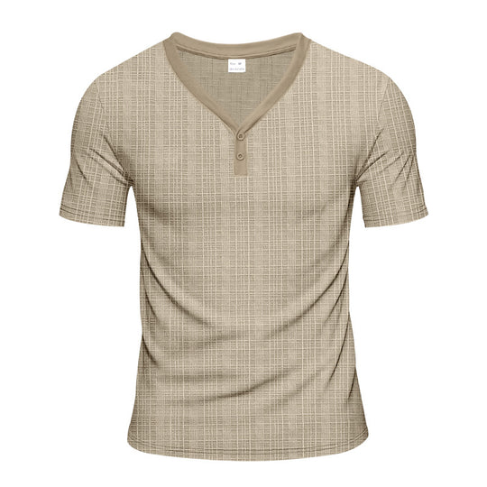 Herren Kurzarm Henley-Shirt mit strukturiertem Design und praktischen Knopfdetails R&B