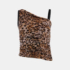 Damen Asymmetrisches Top mit Leopardenmuster und raffinierten Rüschen R&B