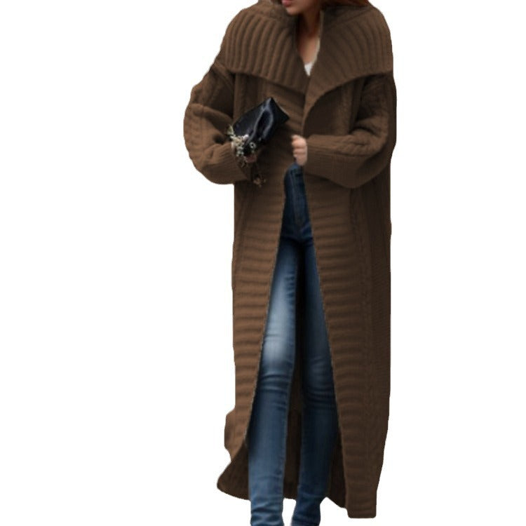 Damen Oversized Strickmantel mit voluminösen Ärmeln und elegantem Revers R&B