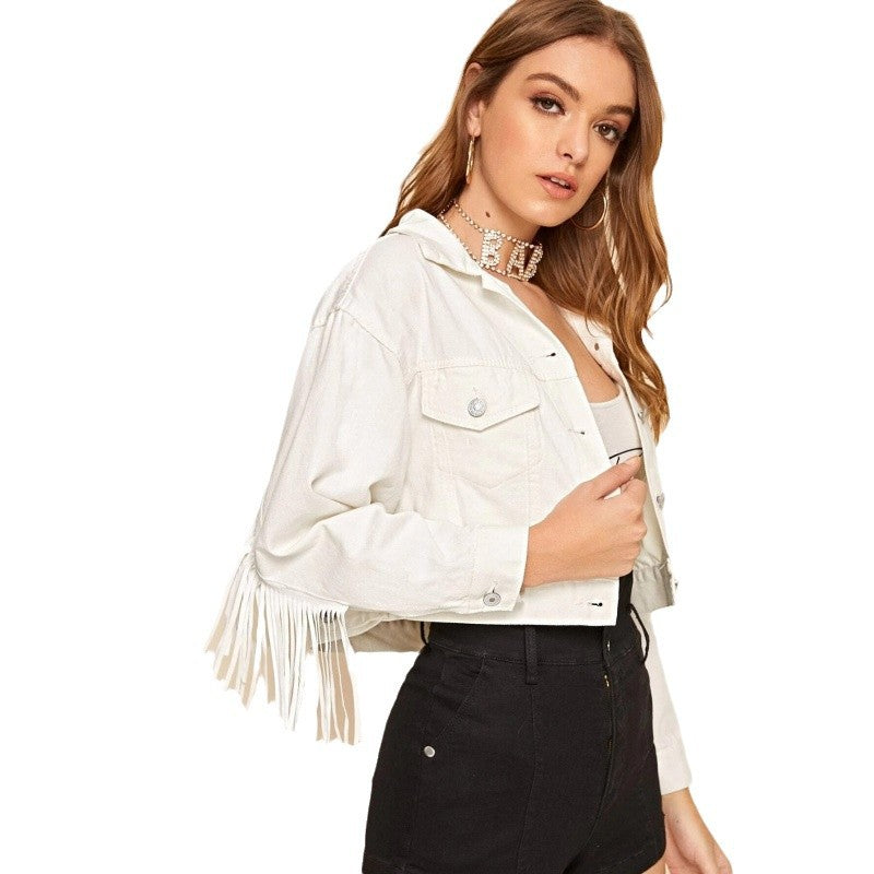 Damen
Kurze Fransenjacke mit trendigem Design und lässigem Schnitt R&B
