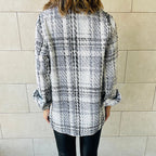 Damen Karierte Overshirt-Jacke mit Taschen und lässigem Schnitt R&B