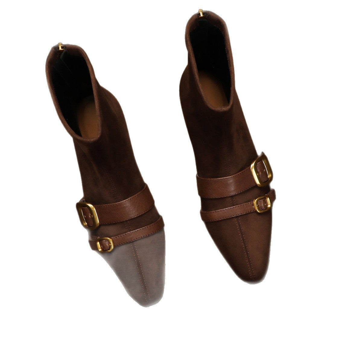 Damen Ankle Boots mit doppeltem Schnallenverschluss aus hochwertigem Wildleder