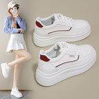 Damen modische Plateau Sneakers mit glattem Obermaterial und elastischen Schnürsenkeln R&B