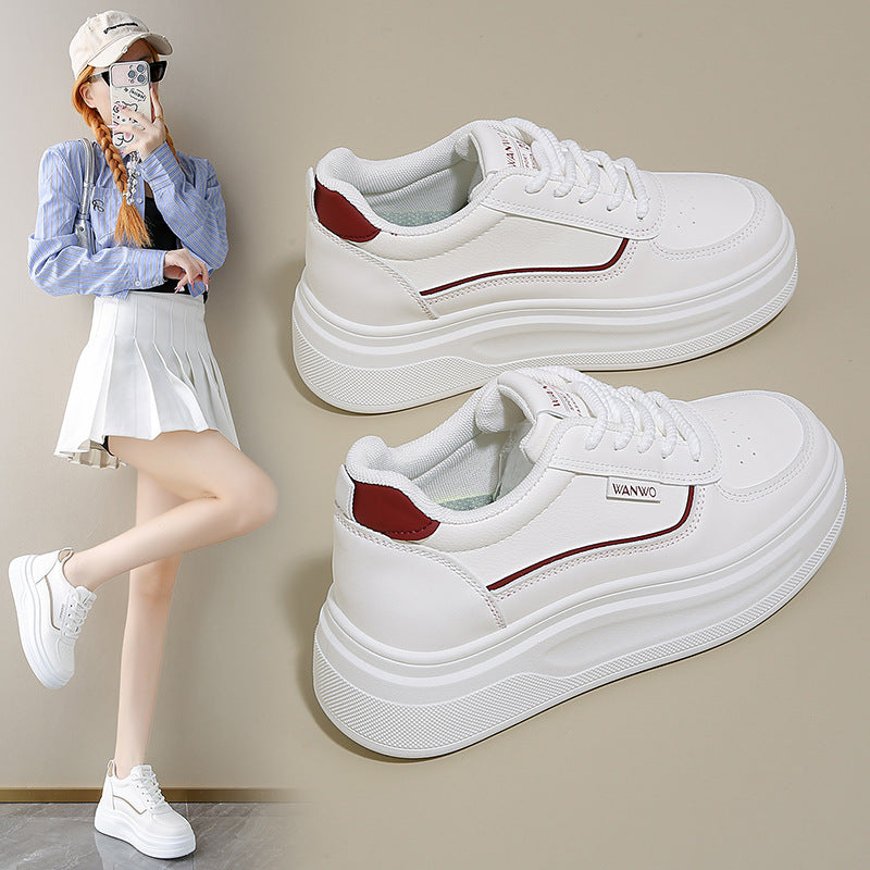 Damen modische Plateau Sneakers mit glattem Obermaterial und elastischen Schnürsenkeln R&B