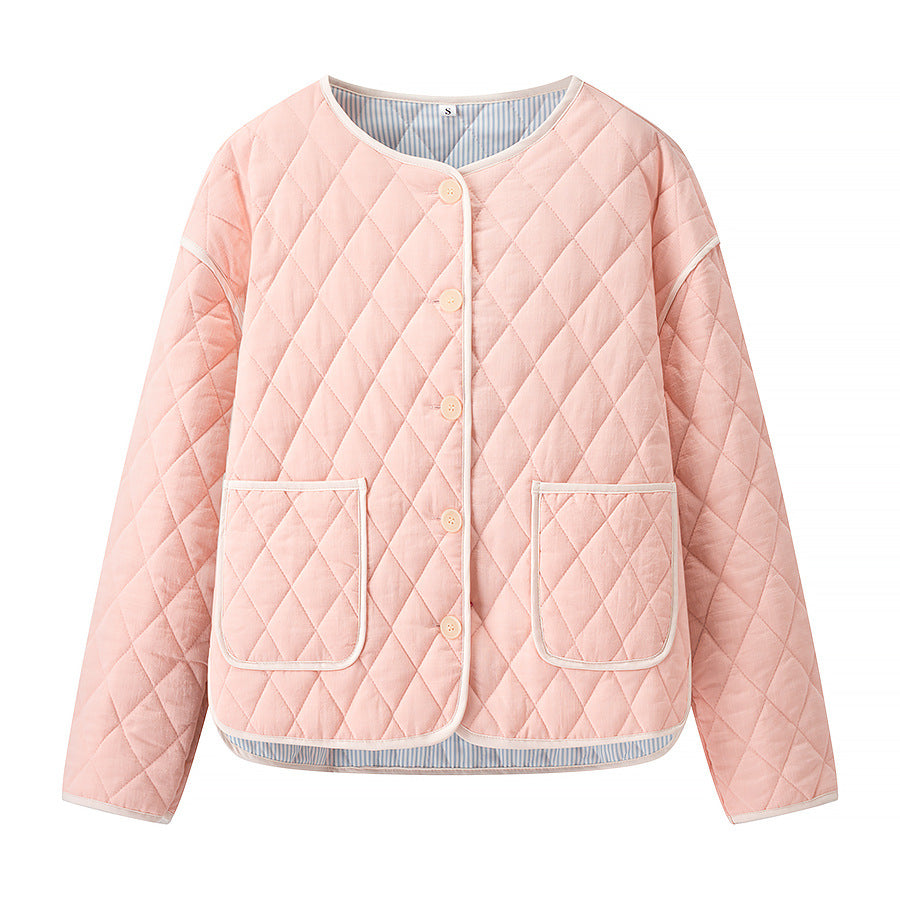 Damen gesteppte Jacke mit eleganter Knopfverschluss R&B