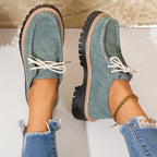 Damen modische Schnürschuhe mit robustem Profil und feinem Lederobermaterial R&B