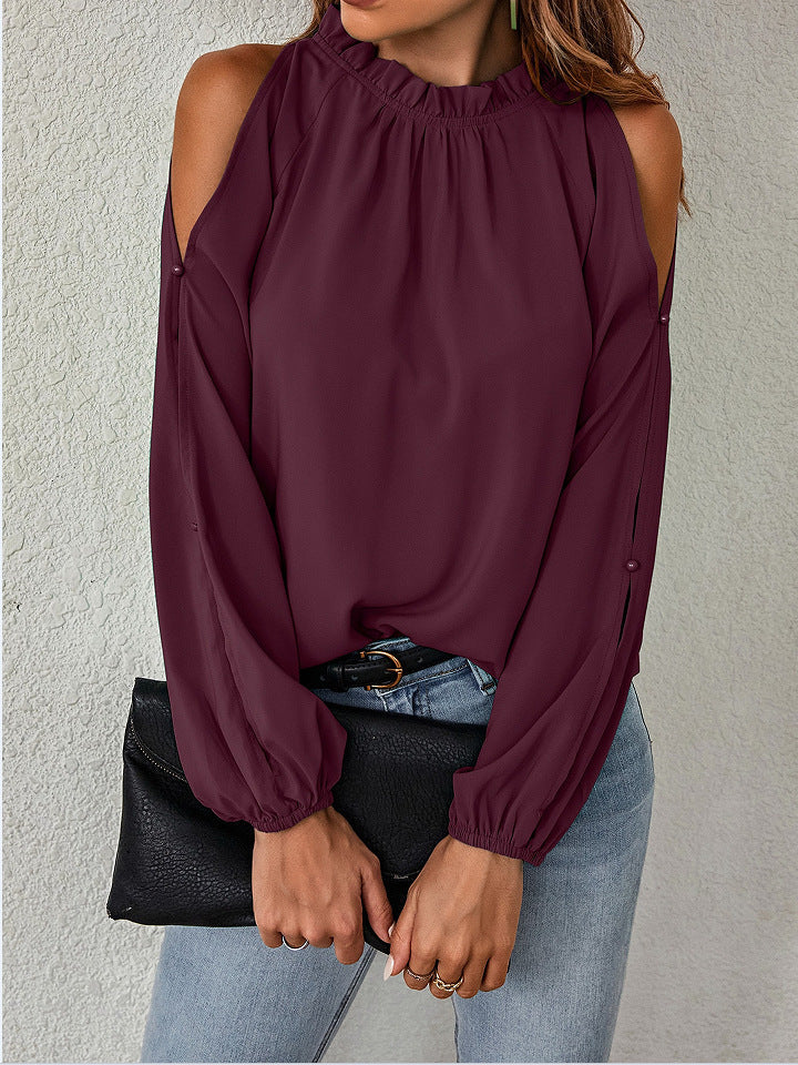 Damen Bluse mit kühlen Schulterdetails und elastischen Ärmeln R&B
