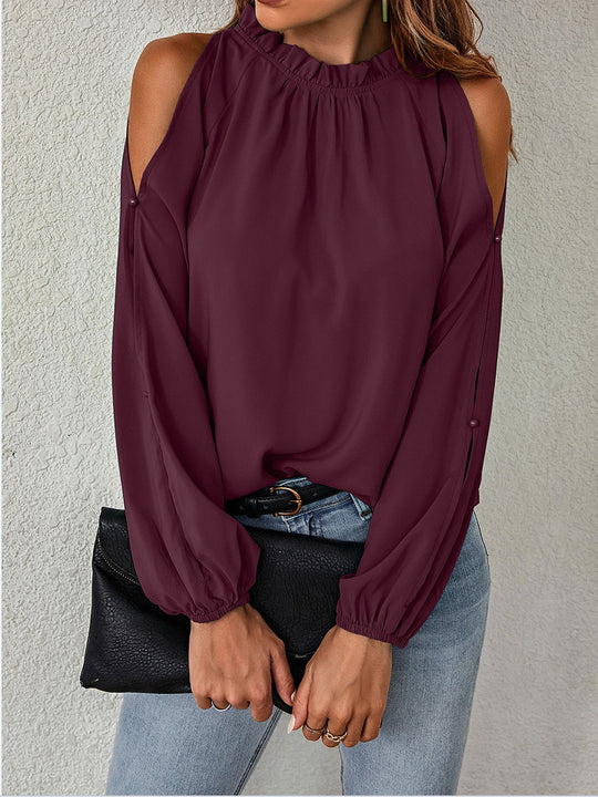 Damen Bluse mit kühlen Schulterdetails und elastischen Ärmeln R&B