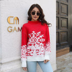 Damen Grobstrickpullover mit festlichem Schneeflocken-Motiv und lässigem Schnitt R&B