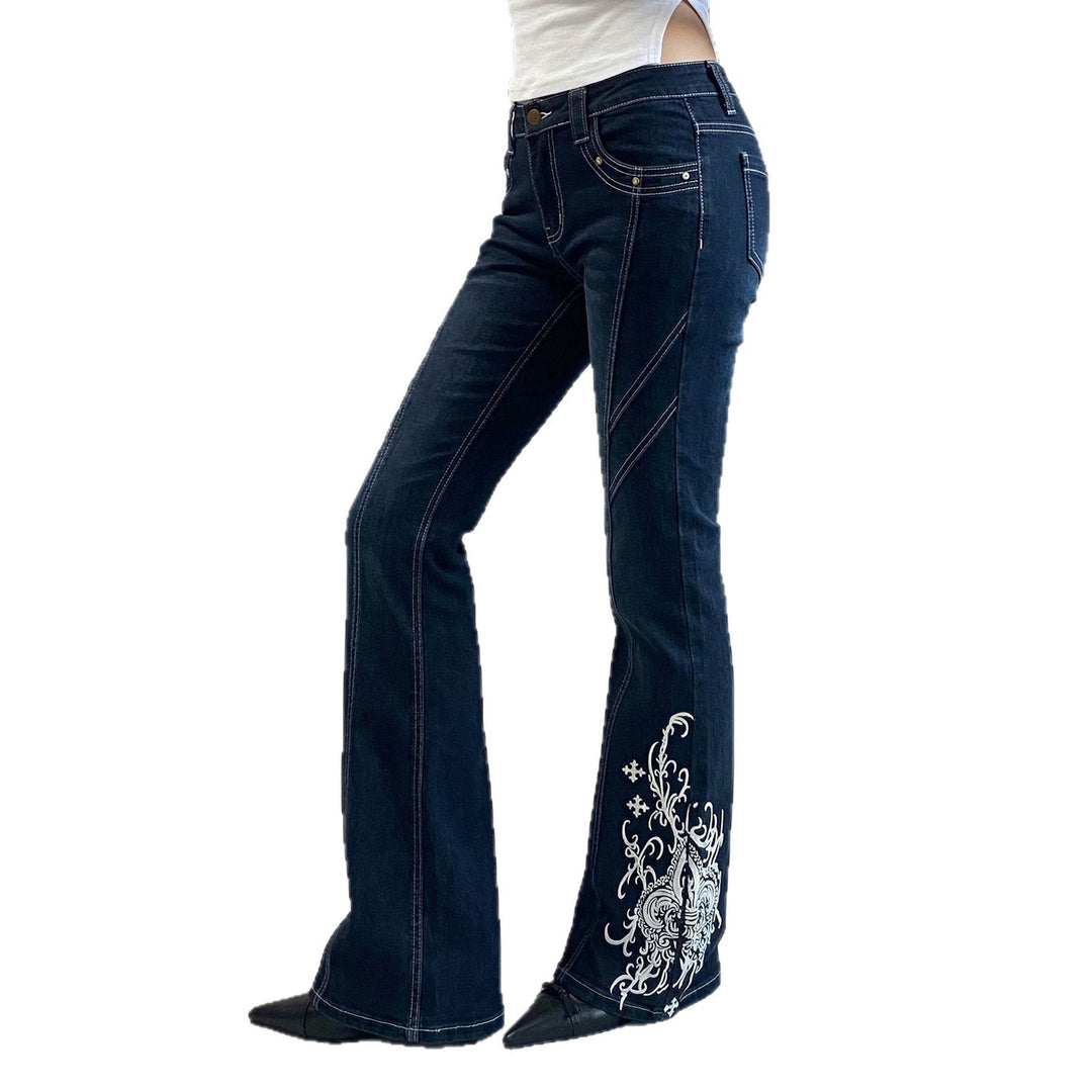 Damen Bootcut-Jeans mit kunstvollen Stickdetails R&B