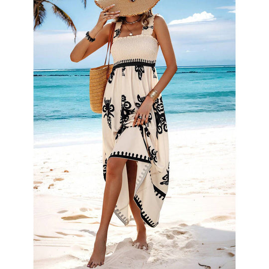 R&B | Bedrucktes Brustwickelkleid im Urlaubsstil