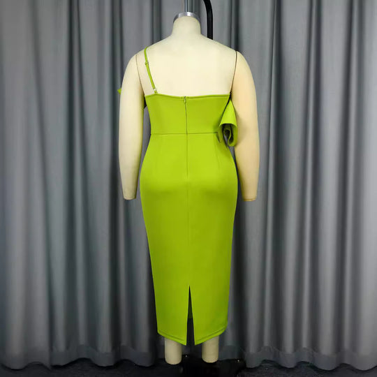 Damen Elegantes Maxikleid mit asymmetrischem Design und Drapierung R&B