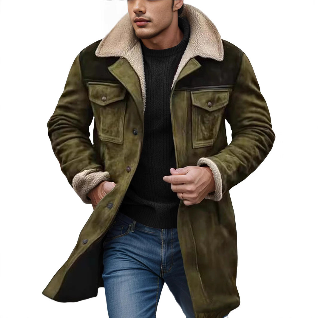Herren Lammfelljacke im lässigen Utility-Stil mit großzügigen Taschen R&B