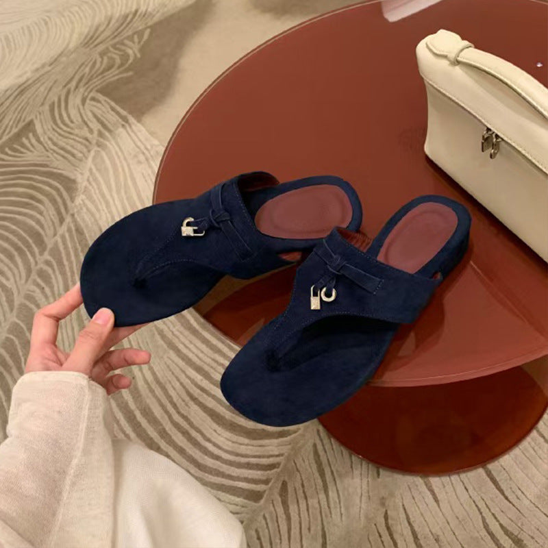 Damen elegante Zehentrenner-Sandalen mit modischem Riemendesign und bequemer Fußbettstruktur R&B