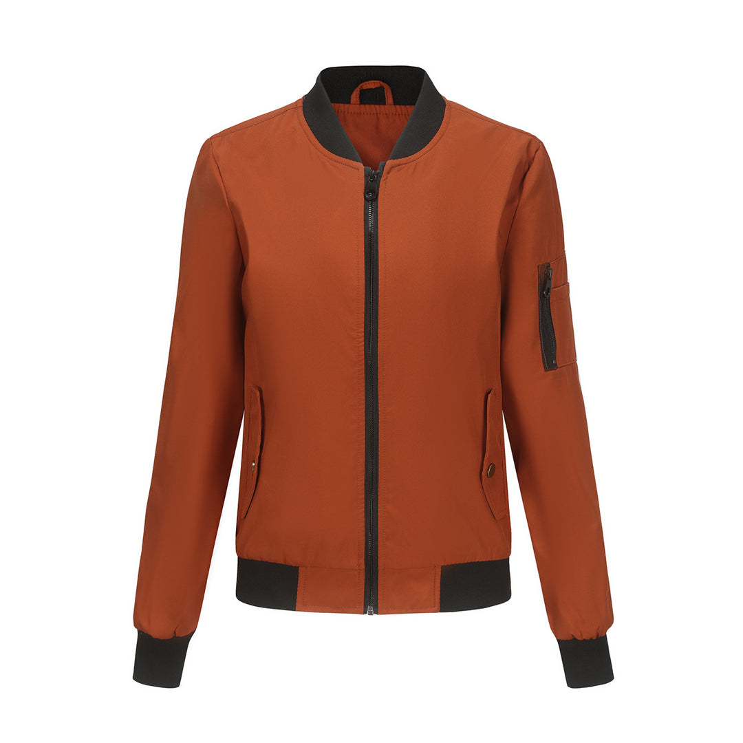 Damen modische Bomberjacke mit praktischen Reißverschlusstaschen und sportlichem Kragen R&B