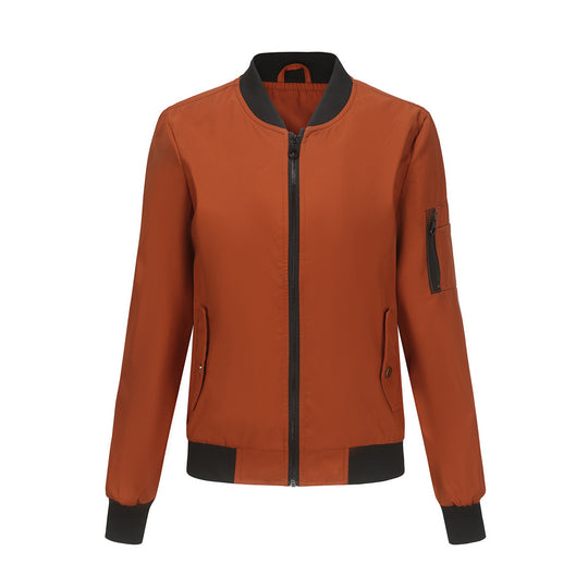 Damen modische Bomberjacke mit praktischen Reißverschlusstaschen und sportlichem Kragen R&B