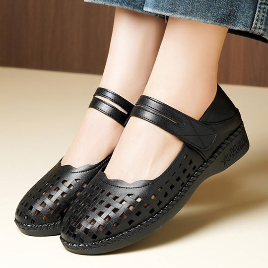Damen Komfortable Ballerinas mit verstellbarem Riemen und luftiger Konstruktion R&B