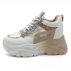 Damen modische Chunky Sneakers mit Sparkle-Akzenten und bequemer Sohle R&B