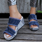 Damen Wedge-Sandalen mit modischen Riemen und auffälligem Plateau R&B