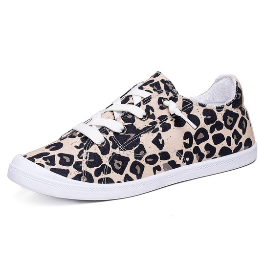Damen Modische Freizeit-Sneakers mit Leopardenmuster und rutschfester Sohle R&B