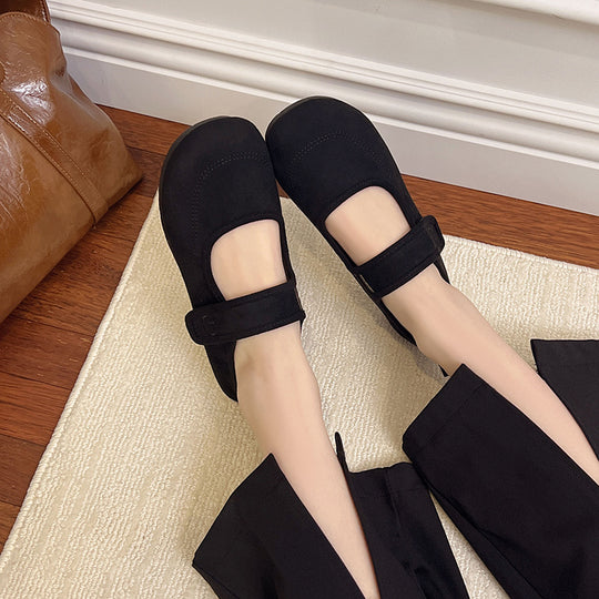 Damen Komfortable Ballerinas mit rutschfester Sohle und verstellbarem Klettverschluss R&B