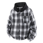Herren lässige Hemdjacke mit gefütterter Kapuze und Karomuster R&B