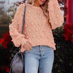 Damen stylischer Strickpullover mit strukturiertem 3D-Muster