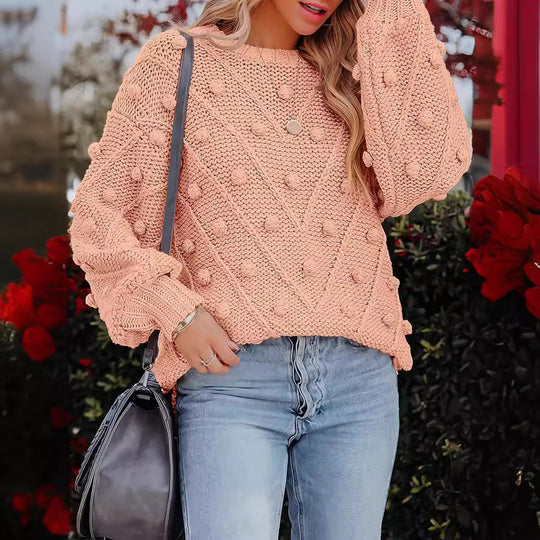Damen stylischer Strickpullover mit strukturiertem 3D-Muster R&B