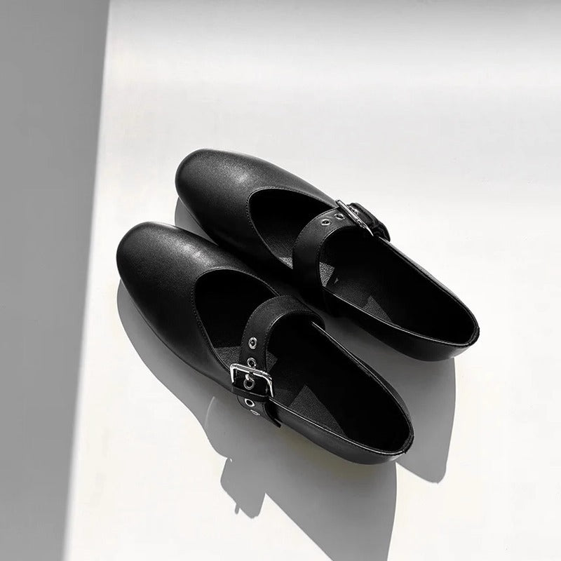 Damen elegante Mokassins mit verstellbarem Schnallenriemen R&B