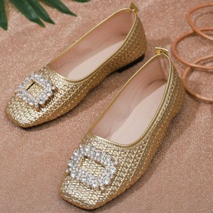 Damen elegante Ballerinas mit funkelndem Schmuckelement R&B