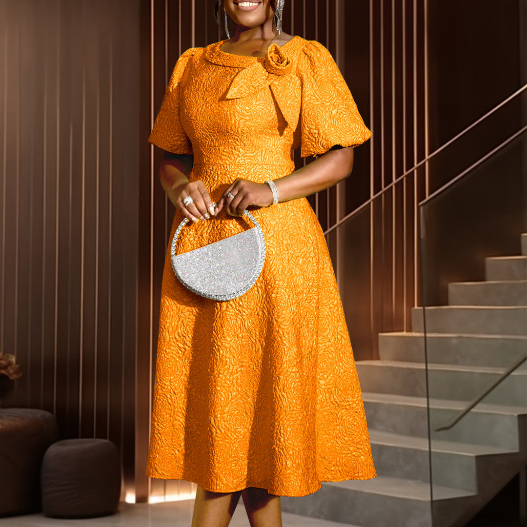 Damen Freizeitkleid mit floralem Strukturmuster R&B