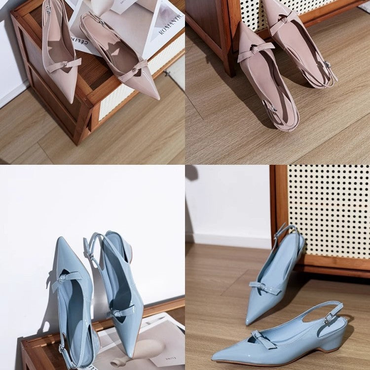 Damen Slingback-Pumps mit verspieltem Schleifendetail und glanzvoller Oberfläche R&B
