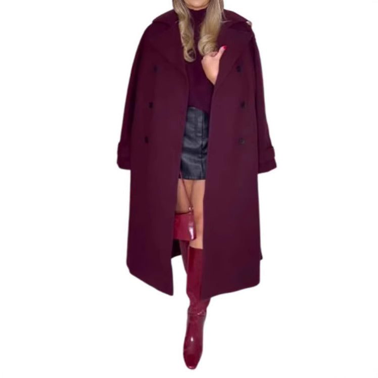 Damen Oversize-Trenchcoat mit doppelter Knopfreihe und großzügigen Taschen R&B