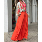 Damen Elegante und luftige Palazzo-Hose mit hohem Bund R&B