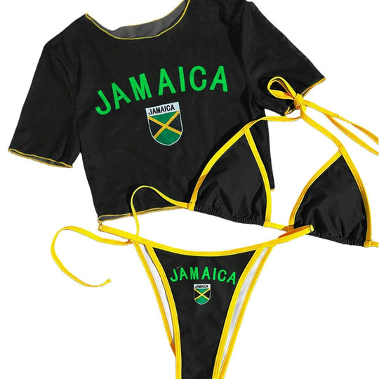 Damen Sportlicher Bikini mit transparentem Oberteil R&B