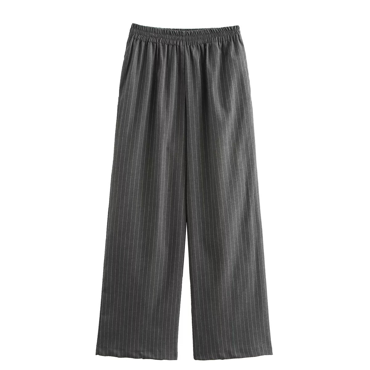 Damen weite Business-Hose mit elastischem Bund und feinen Streifen R&B