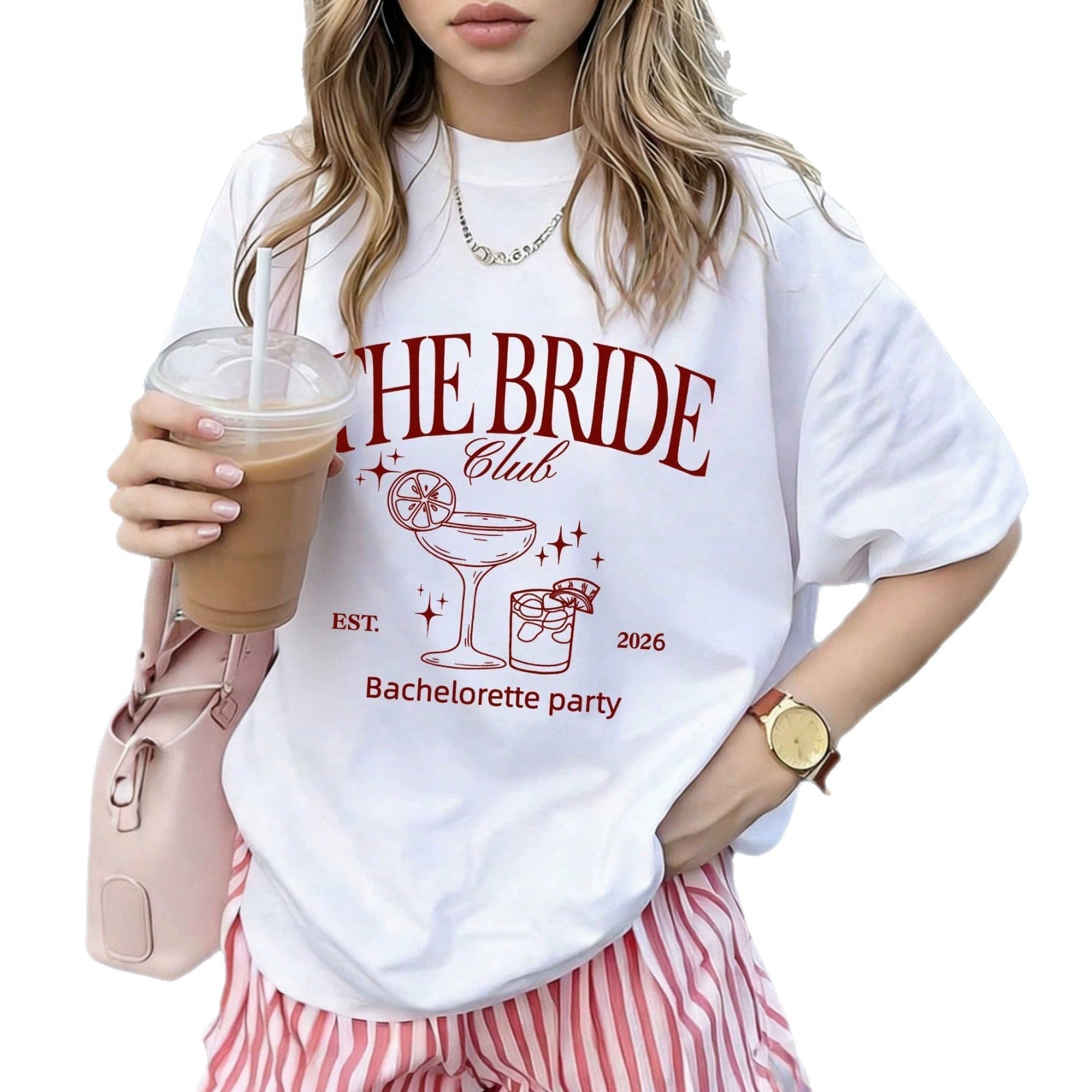 Damen oversized Bachelorette T-Shirt mit exklusivem Print R&B