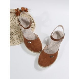 Damen Wedgesandalen mit elastischem Riemen und Jute-Applikation R&B