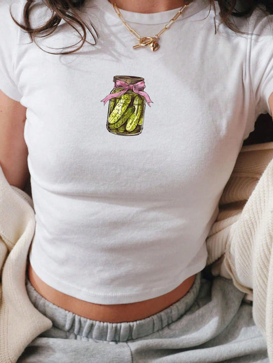 Damen Crop-Top mit auffälligem Schriftzug R&B