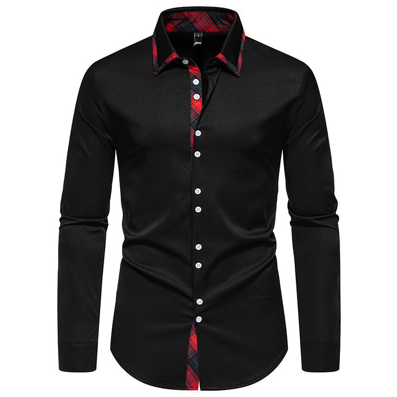 Herren Langarmhemd mit modernem Karomuster und eleganter Knopfleiste R&B