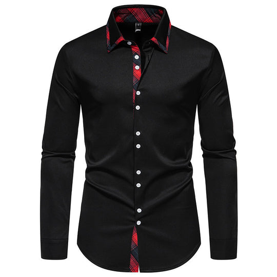 Herren Langarmhemd mit modernem Karomuster und eleganter Knopfleiste R&B