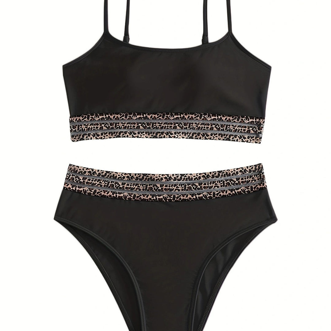 Damen Bikini-Set mit modischem Crop-Top und hoch taillierten Shorts R&B