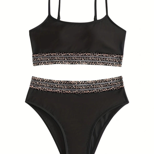 Damen Bikini-Set mit modischem Crop-Top und hoch taillierten Shorts R&B