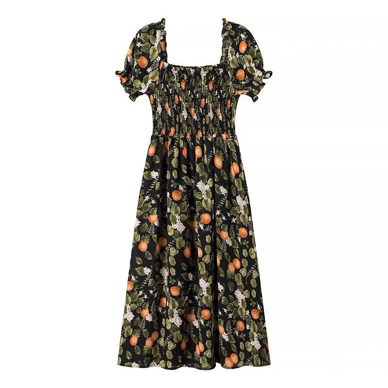 Damen Maxikleid mit floralen Stickereien und elastischem Einsatz R&B